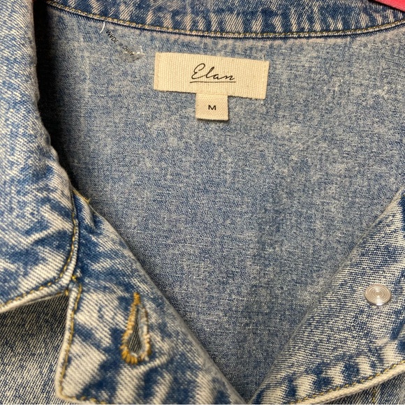 Elan Crochet Sleeve Cropped Denim Jacket Womens M Boho Festival - Picture 6 of 7